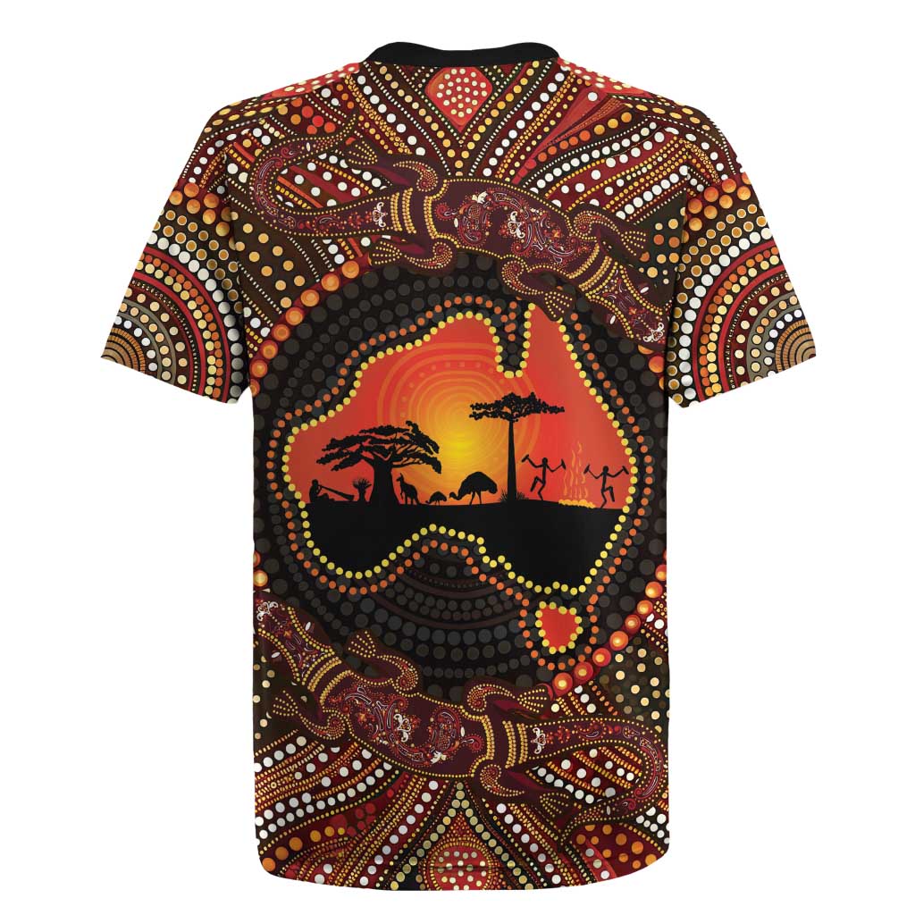 Lizard and Australia Map Rugby Jersey Aboriginal Dot Painting