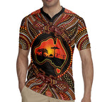 Lizard and Australia Map Rugby Jersey Aboriginal Dot Painting