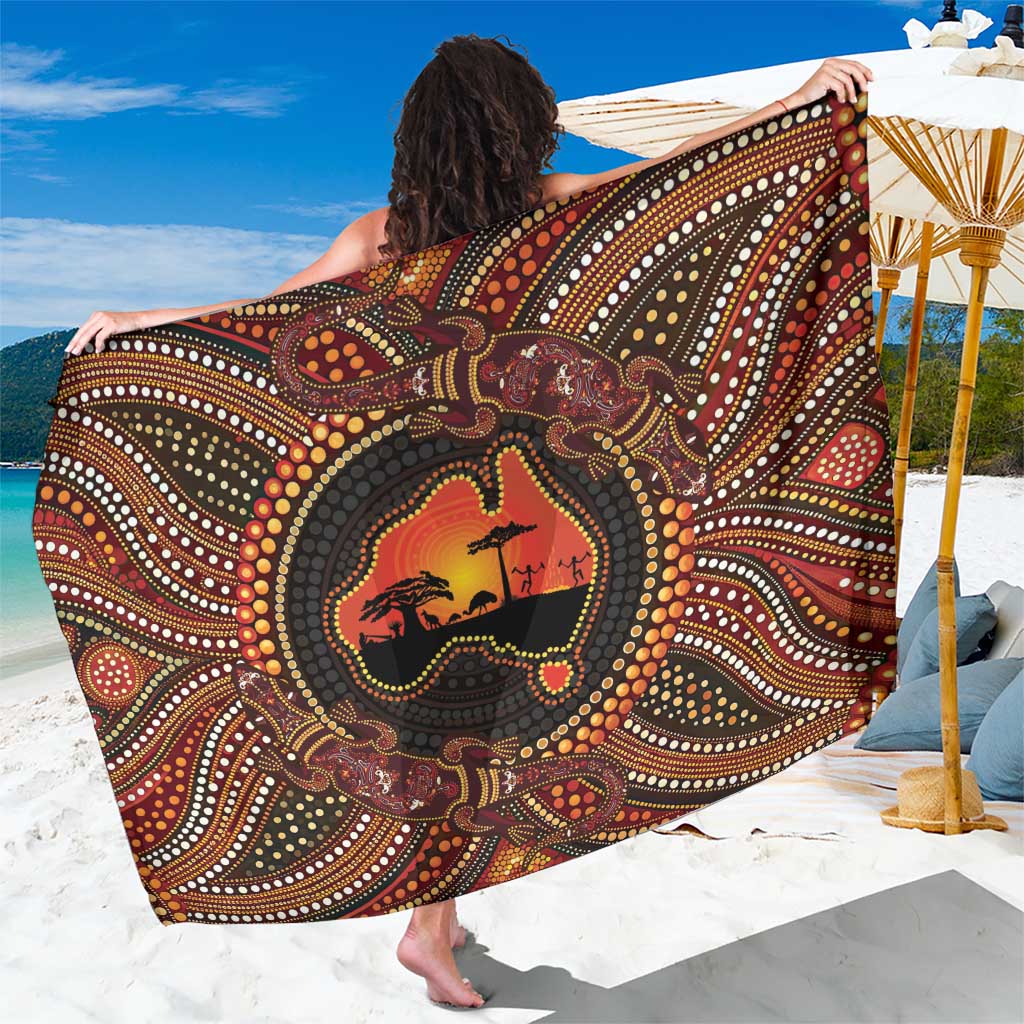 Lizard and Australia Map Sarong Aboriginal Dot Painting