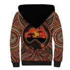 Lizard and Australia Map Sherpa Hoodie Aboriginal Dot Painting