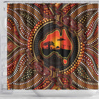 Lizard and Australia Map Shower Curtain Aboriginal Dot Painting