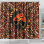 Lizard and Australia Map Shower Curtain Aboriginal Dot Painting