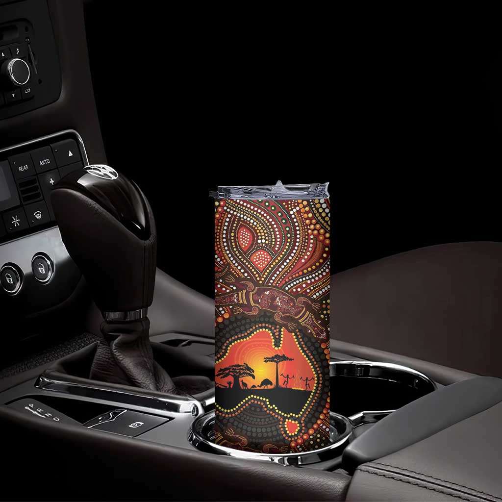 Lizard and Australia Map Skinny Tumbler Aboriginal Dot Painting