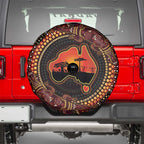 Lizard and Australia Map Spare Tire Cover Aboriginal Dot Painting