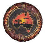 Lizard and Australia Map Spare Tire Cover Aboriginal Dot Painting