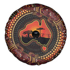 Lizard and Australia Map Spare Tire Cover Aboriginal Dot Painting
