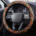 Lizard and Australia Map Steering Wheel Cover Aboriginal Dot Painting