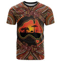 Lizard and Australia Map T Shirt Aboriginal Dot Painting