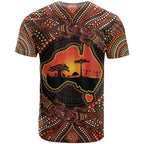 Lizard and Australia Map T Shirt Aboriginal Dot Painting