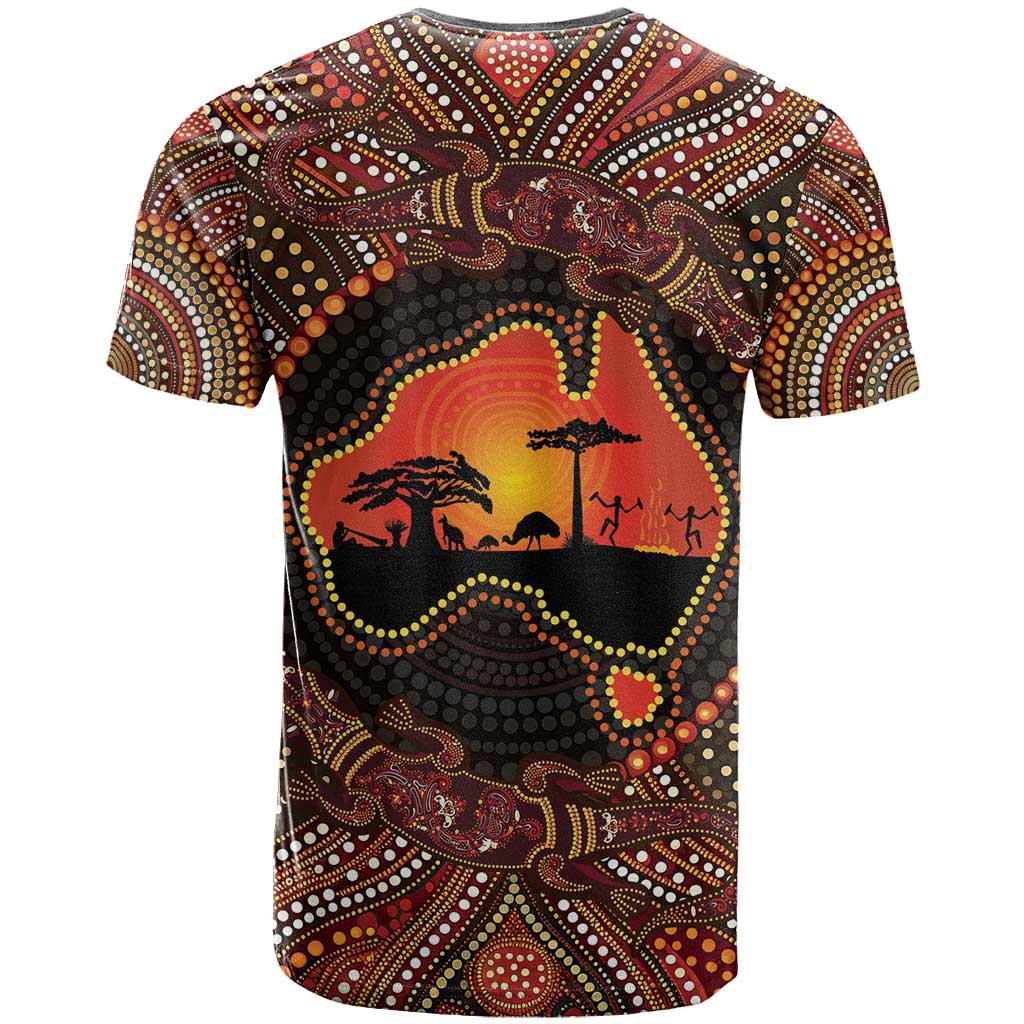 Lizard and Australia Map T Shirt Aboriginal Dot Painting