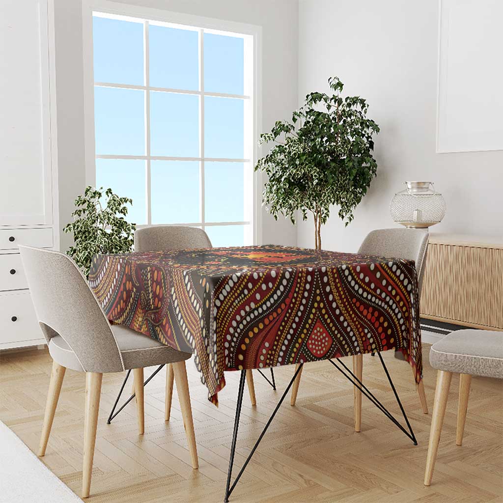 Lizard and Australia Map Tablecloth Aboriginal Dot Painting