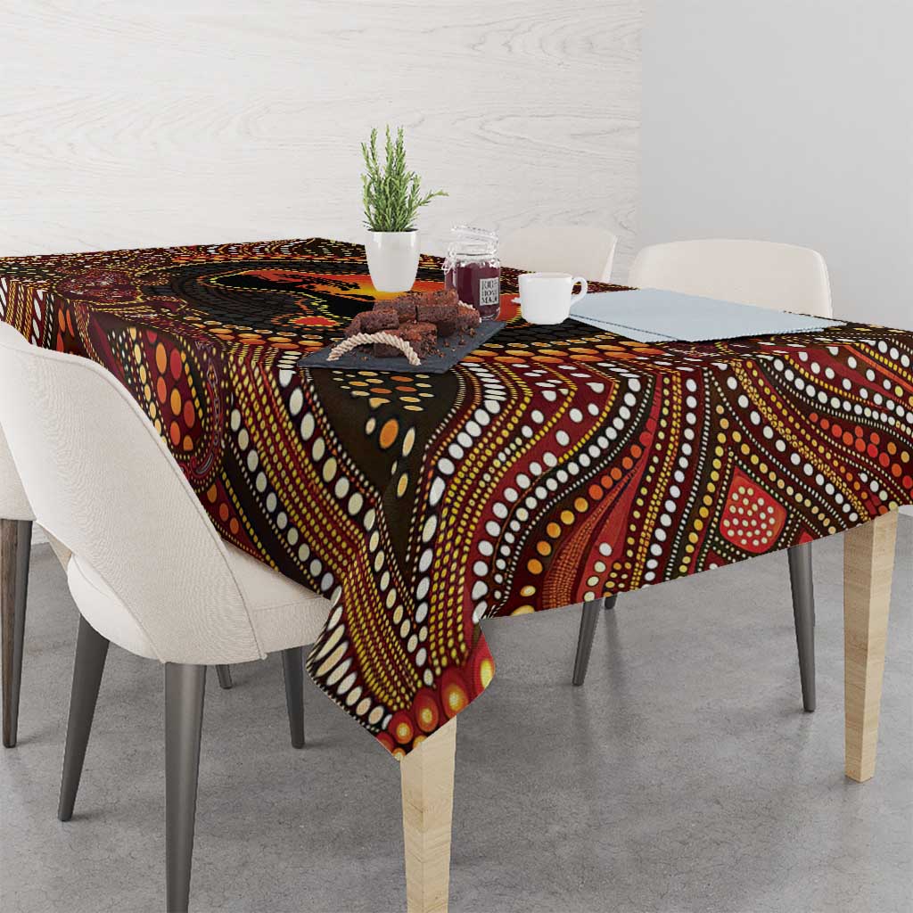 Lizard and Australia Map Tablecloth Aboriginal Dot Painting