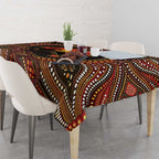 Lizard and Australia Map Tablecloth Aboriginal Dot Painting