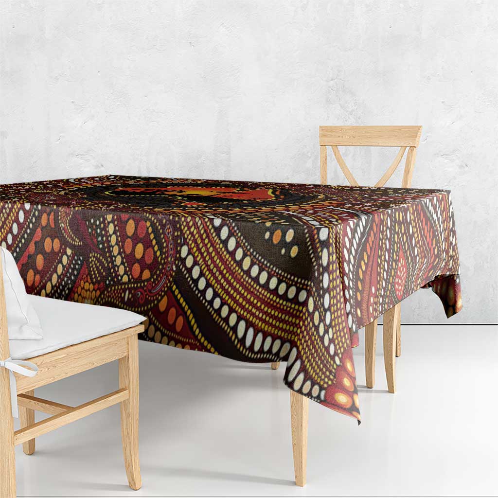 Lizard and Australia Map Tablecloth Aboriginal Dot Painting