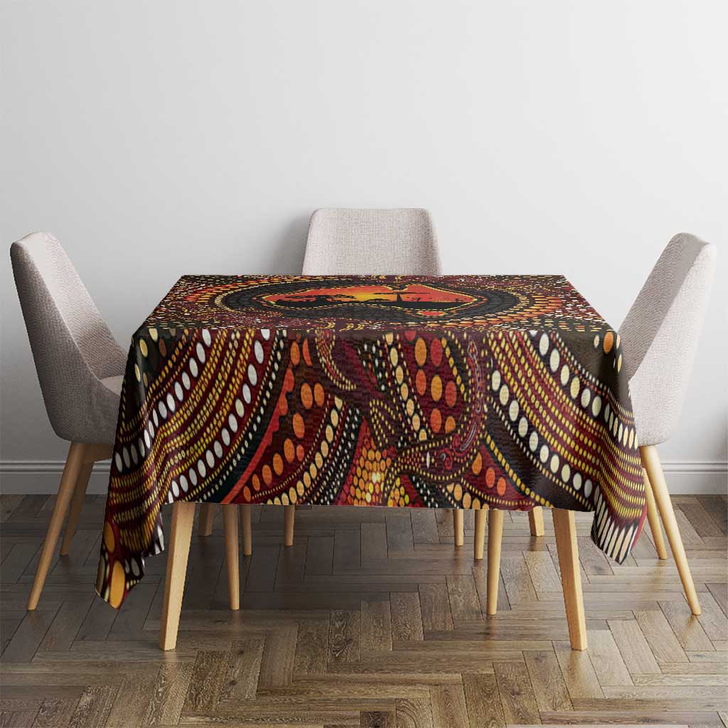 Lizard and Australia Map Tablecloth Aboriginal Dot Painting