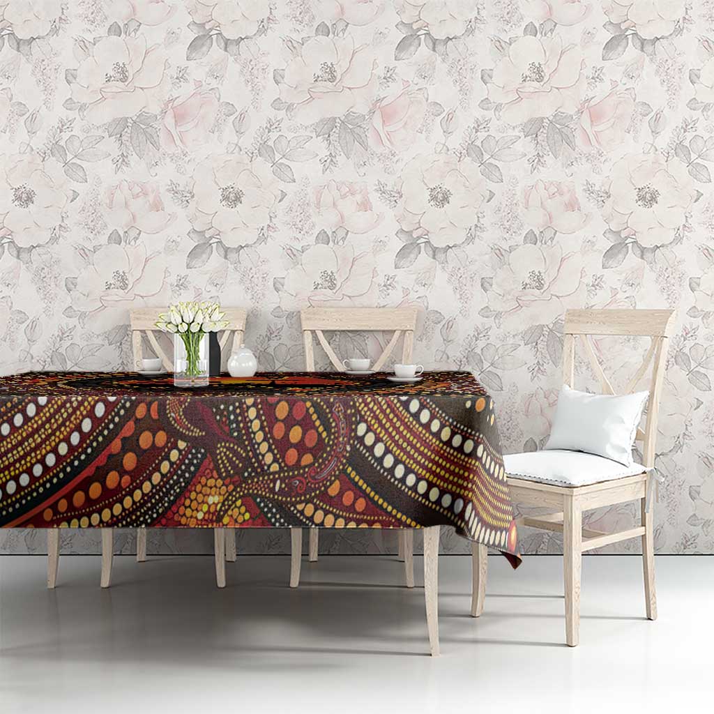 Lizard and Australia Map Tablecloth Aboriginal Dot Painting