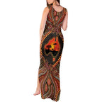Lizard and Australia Map Tank Maxi Dress Aboriginal Dot Painting