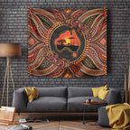 Lizard and Australia Map Tapestry Aboriginal Dot Painting
