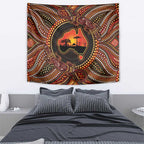 Lizard and Australia Map Tapestry Aboriginal Dot Painting