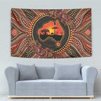 Lizard and Australia Map Tapestry Aboriginal Dot Painting