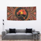Lizard and Australia Map Tapestry Aboriginal Dot Painting