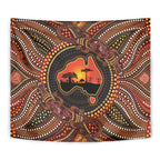 Lizard and Australia Map Tapestry Aboriginal Dot Painting