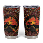 Lizard and Australia Map Tumbler Cup Aboriginal Dot Painting