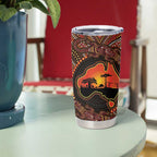 Lizard and Australia Map Tumbler Cup Aboriginal Dot Painting