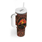 Lizard and Australia Map Tumbler With Handle Aboriginal Dot Painting