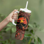 Lizard and Australia Map Tumbler With Handle Aboriginal Dot Painting