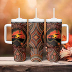 Lizard and Australia Map Tumbler With Handle Aboriginal Dot Painting