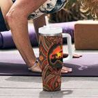 Lizard and Australia Map Tumbler With Handle Aboriginal Dot Painting