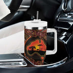 Lizard and Australia Map Tumbler With Handle Aboriginal Dot Painting