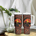 Lizard and Australia Map Tumbler With Handle Aboriginal Dot Painting