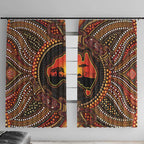 Lizard and Australia Map Window Curtain Aboriginal Dot Painting
