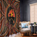 Lizard and Australia Map Window Curtain Aboriginal Dot Painting