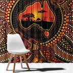 Lizard and Australia Map Window Curtain Aboriginal Dot Painting