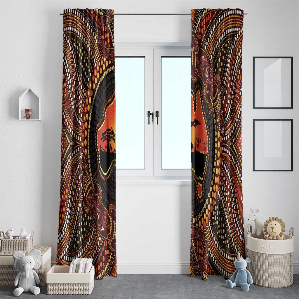Lizard and Australia Map Window Curtain Aboriginal Dot Painting