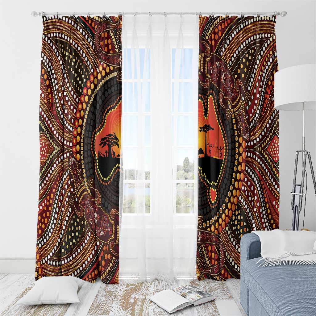 Lizard and Australia Map Window Curtain Aboriginal Dot Painting