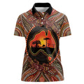Lizard and Australia Map Women Polo Shirt Aboriginal Dot Painting