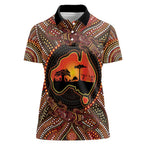 Lizard and Australia Map Women Polo Shirt Aboriginal Dot Painting