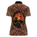 Lizard and Australia Map Women Polo Shirt Aboriginal Dot Painting