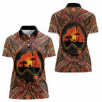 Lizard and Australia Map Women Polo Shirt Aboriginal Dot Painting