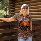 Lizard and Australia Map Women Polo Shirt Aboriginal Dot Painting