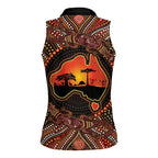 Lizard and Australia Map Women Sleeveless Polo Shirt Aboriginal Dot Painting