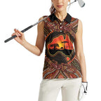 Lizard and Australia Map Women Sleeveless Polo Shirt Aboriginal Dot Painting