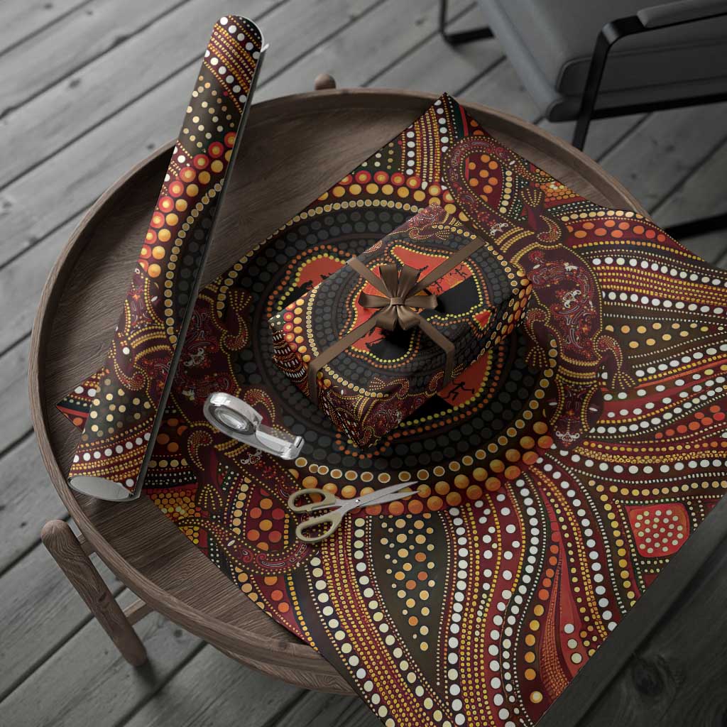 Lizard and Australia Map Wrapping Paper Aboriginal Dot Painting - Aussie Hoodie