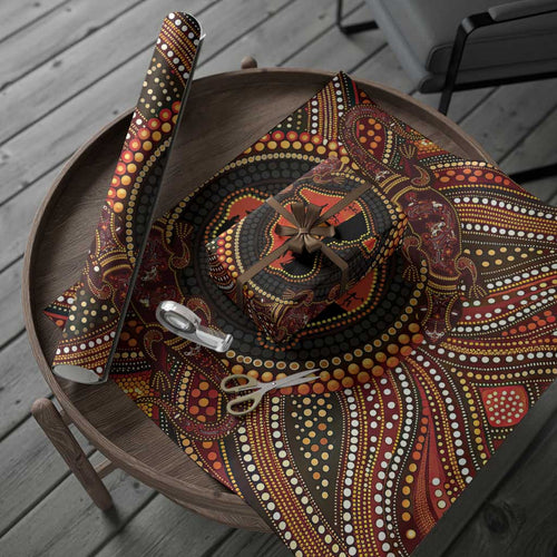 Lizard and Australia Map Wrapping Paper Aboriginal Dot Painting - Aussie Hoodie