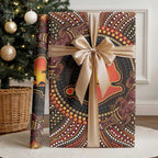 Lizard and Australia Map Wrapping Paper Aboriginal Dot Painting - Aussie Hoodie
