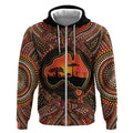 Lizard and Australia Map Zip Hoodie Aboriginal Dot Painting